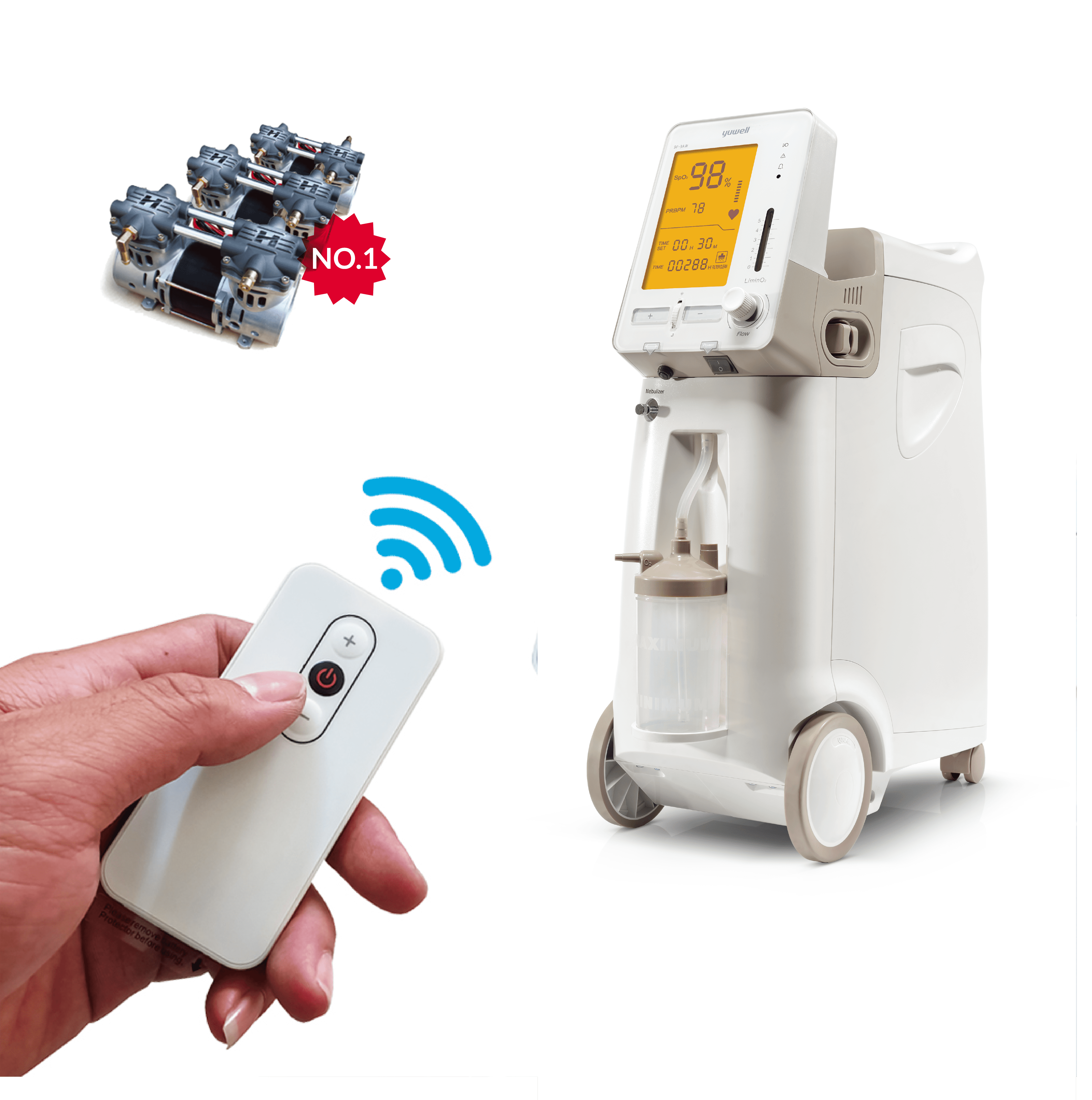 Máy Tạo Oxy Y Tế 93% Yuwell 9F-5AW - Hỗ Trợ Bệnh Nhân Suy tim, Suy phổi, Rối loạn hô hấp - Bảo Hành 1 Năm