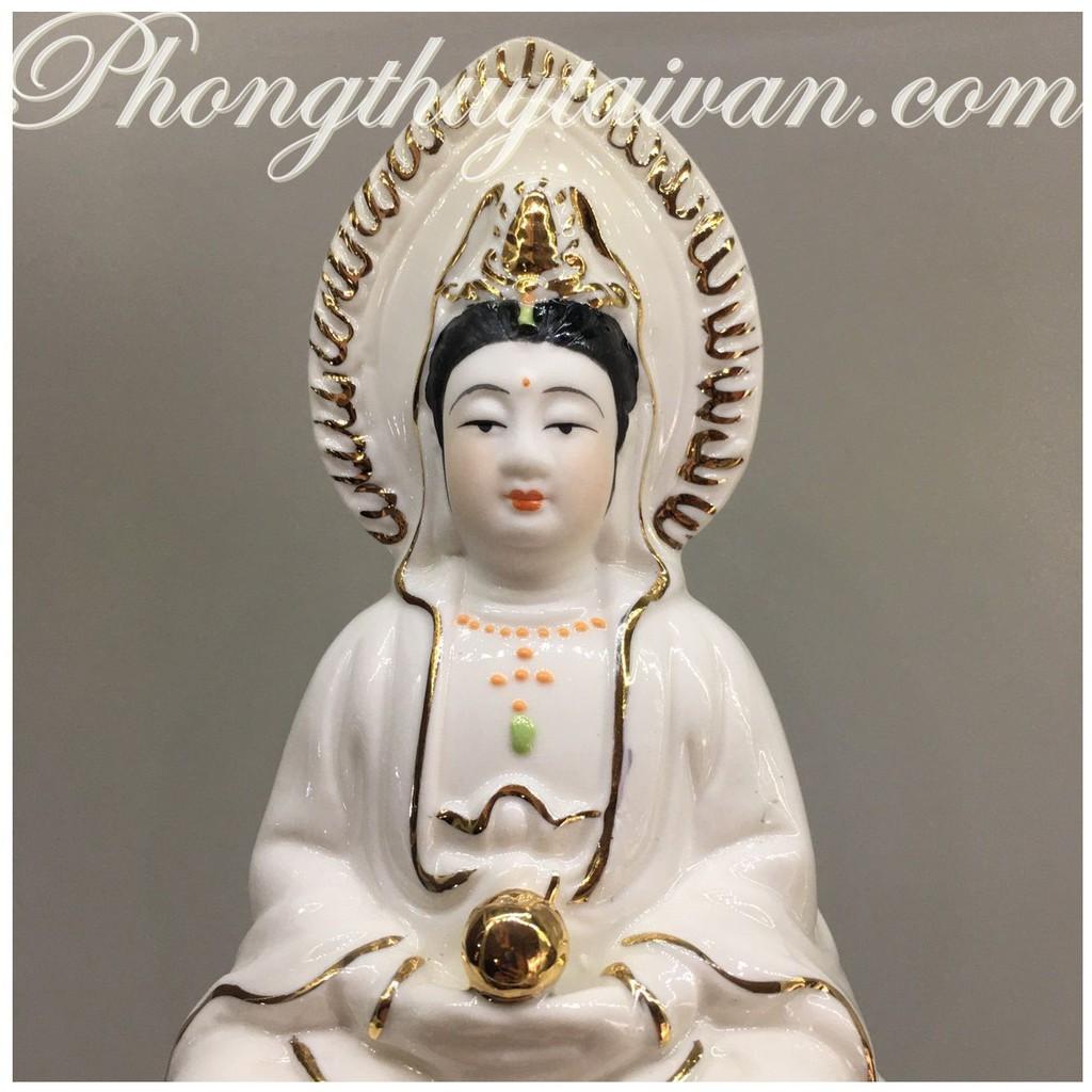 Tượng mẹ Quan Âm áo trắng 2 mặt cao 19cm