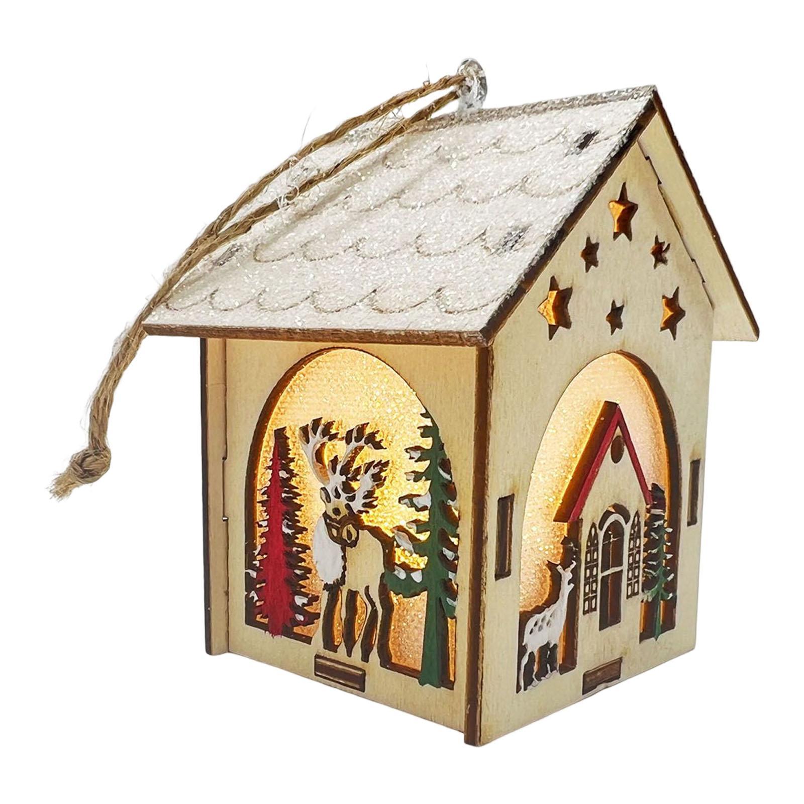 Mini Wooden House Building Set Lights up for Christmas Tabletop Decoration