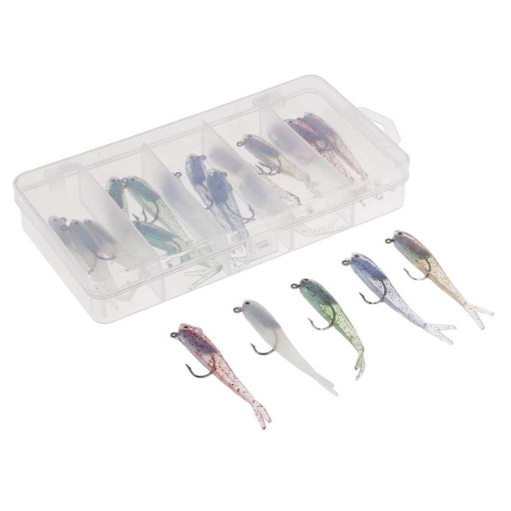 20pcs Jig Head Shad Swimbait Paddle Tail Worm Fishing Lures Soft Fish Baits