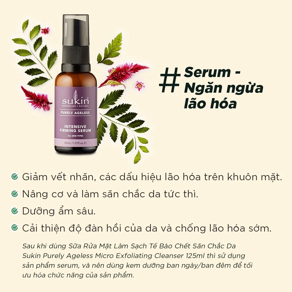 Tinh Chất Săn Chắc Da Ngăn Ngừa Lão Hóa Sukin Purely Ageless Intensive Firming Serum 30ml
