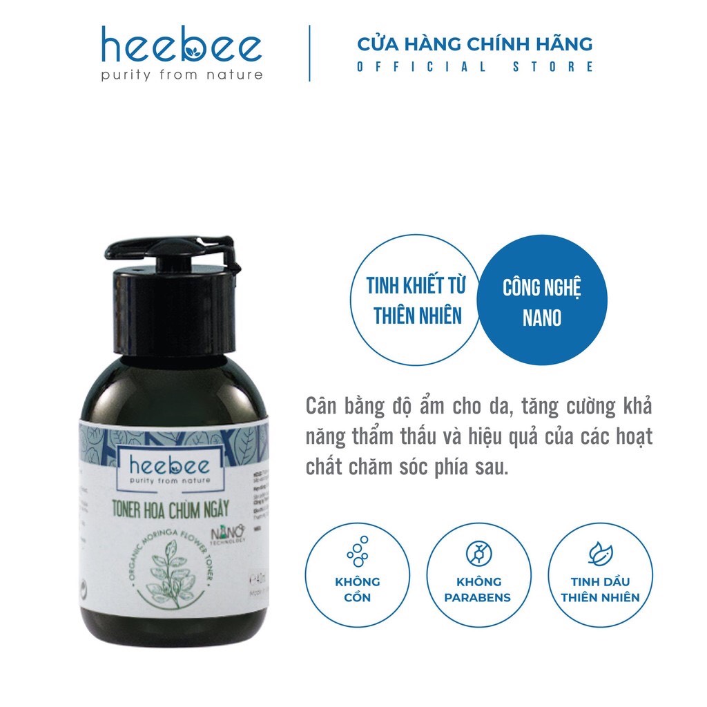 Toner Hoa Chùm Ngây Heebee Không Cồn, Sáng Mịn Da - Moringa Flower Tonner 110ml