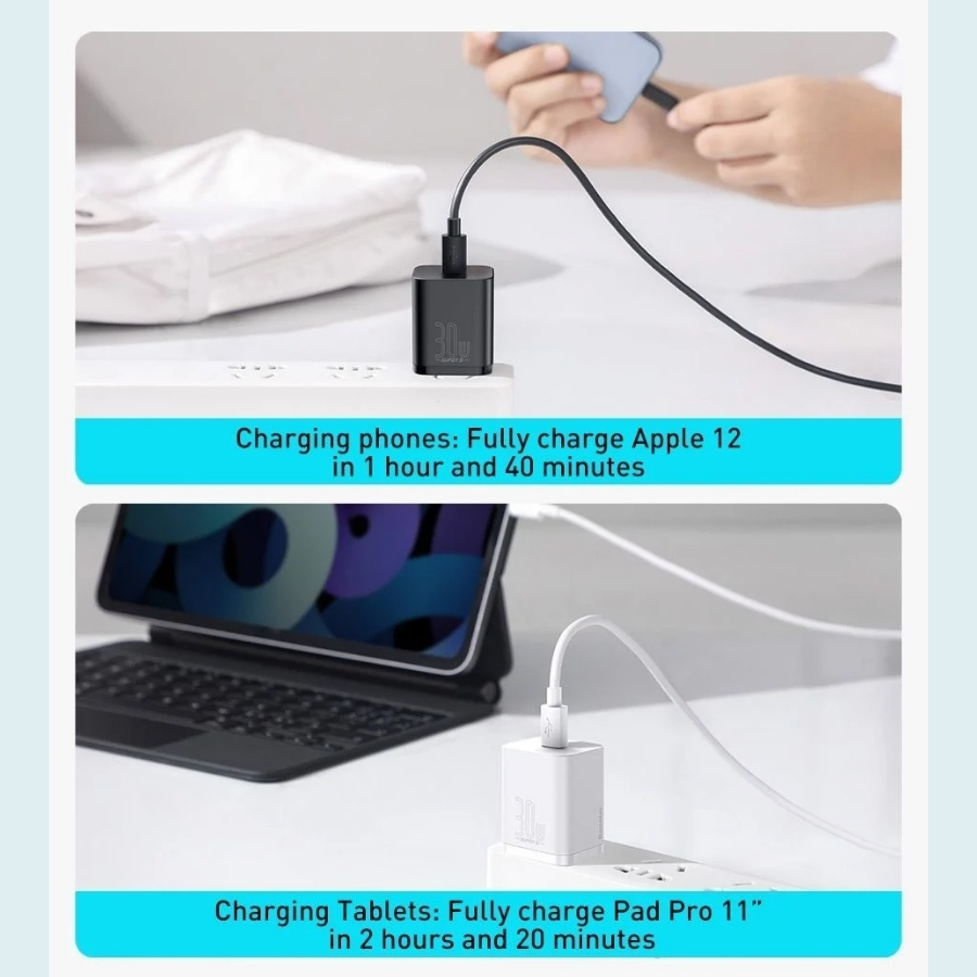 Củ sạc nhanh Baseus Super Si Quick Charger 30W dùng cho iPhone/ Samsung/ OPPO - LVJ001