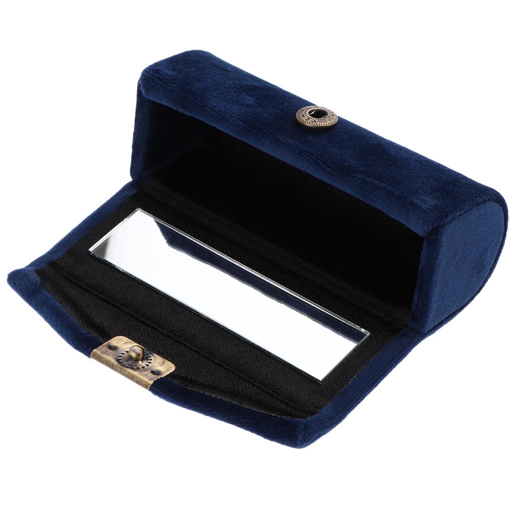 2Pcs Velveteen Box Makeup Lipstick Case Jewelry Cosmetics Mirror Container