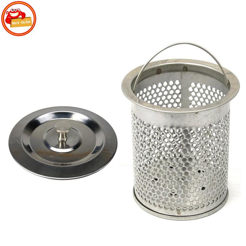 Bộ giỏ lọc và nắp chặn rác bồn rửa chén bằng inox