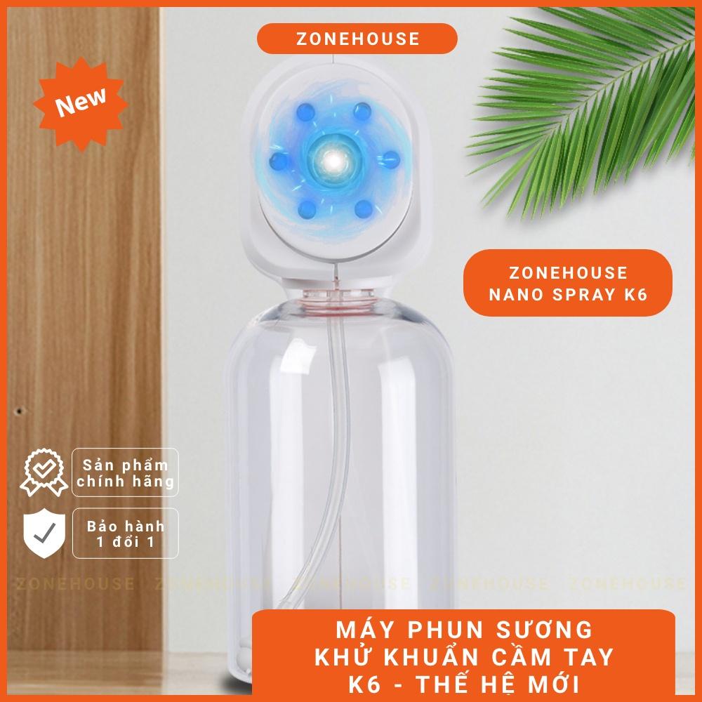 Máy Phun Xịt Khử Khuẩn Cầm Tay ZONEHOUSE Mẫu Mới K6 Gọn Nhẹ, Khử Trùng Bằng Công Nghệ Tia UV Nano Tím - Hàng Chính Hãng