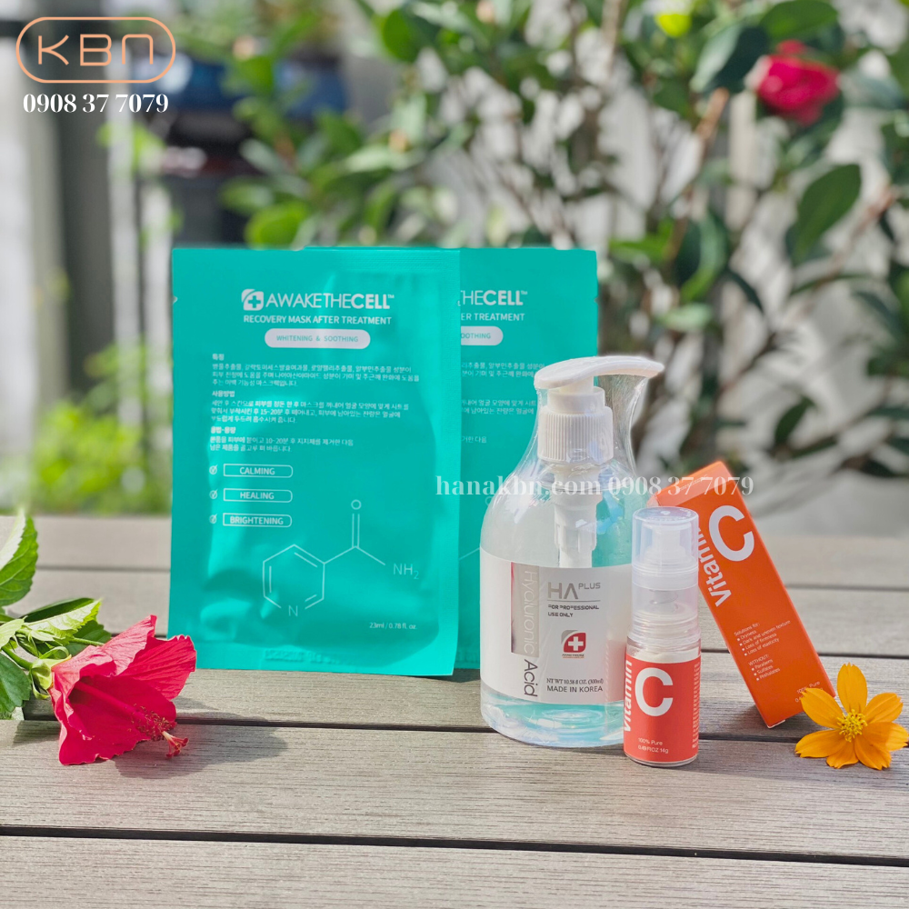 Combo 2 Sản Phẩm Serum HA Plus 300ml + Vitamin C Bột Tặng 2 Mặt Nạ Cấp Ẩm Soothing