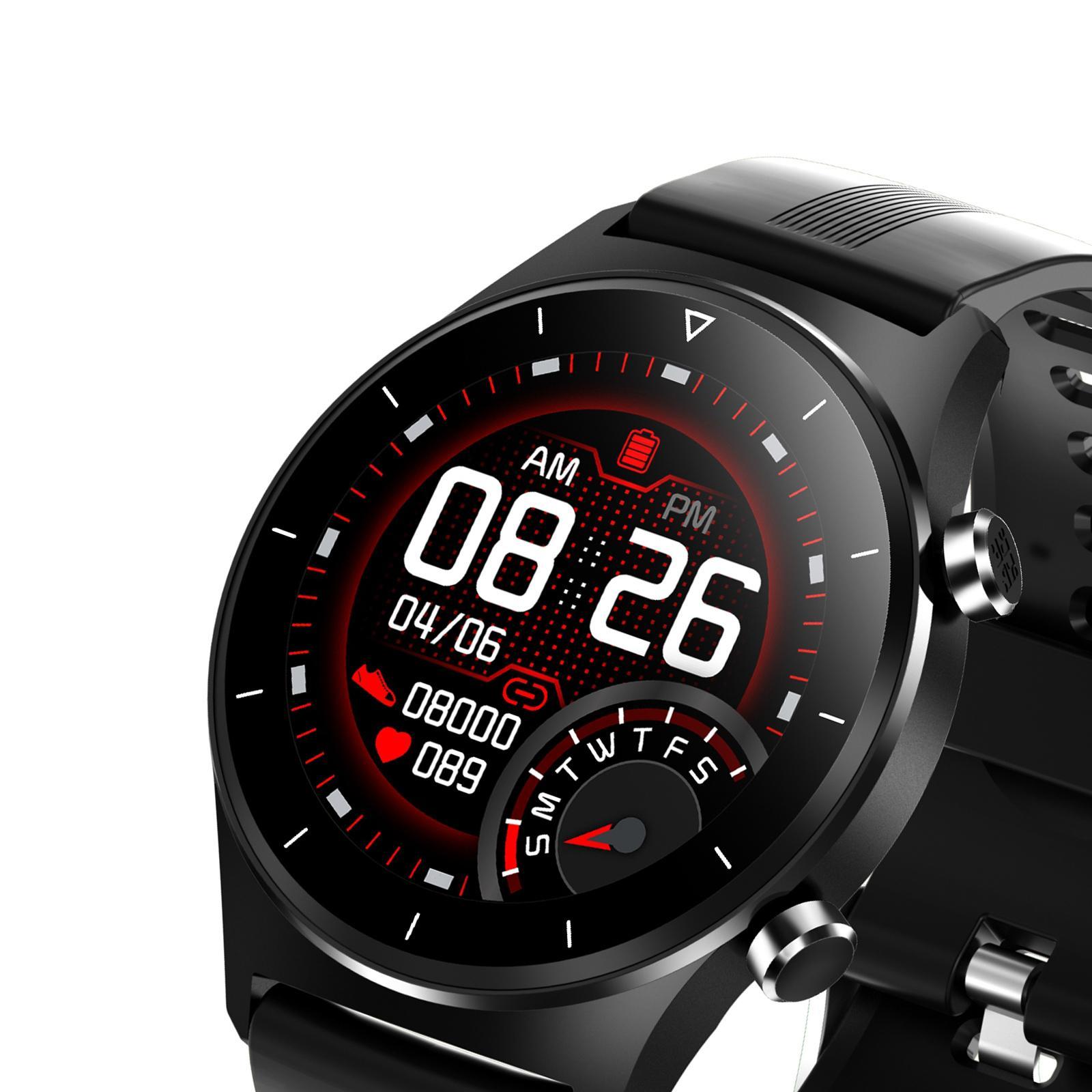 E13 1.28inch Round Fashion Bluetooth 5.0 Smart Watch Pedometer Waterproof Black