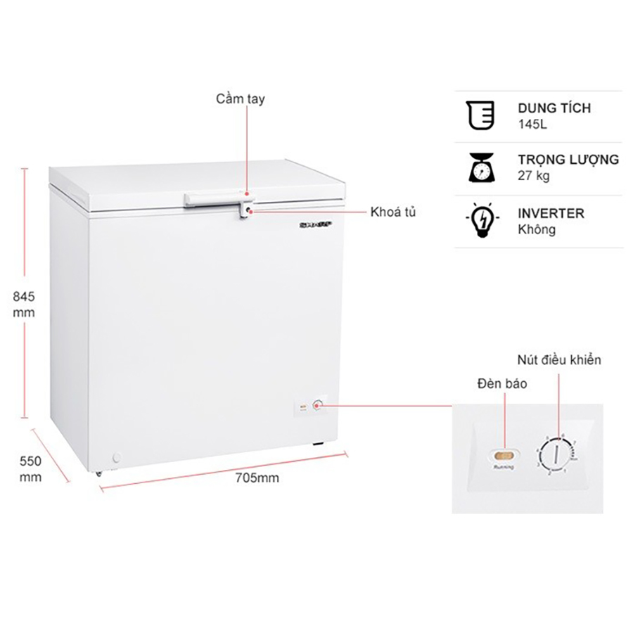 Tủ đông Sharp 145L FJ-C145V-WH - Chỉ giao HCM