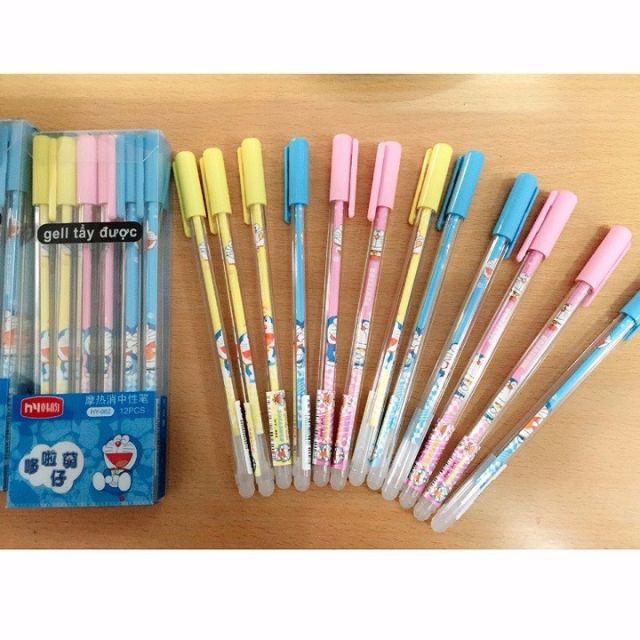 Hộp 12 cây bút bi Doraemon viết xong xóa được đủ màu JL-1165