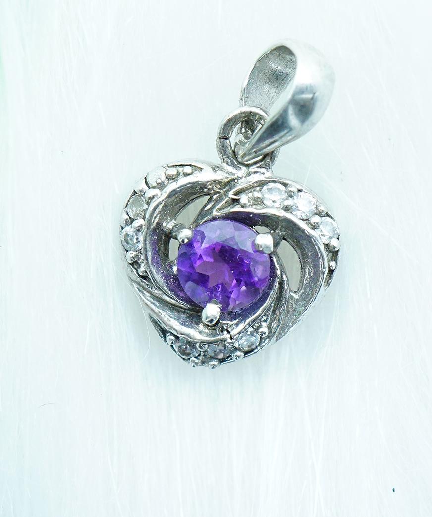 Mặt Dây Chuyền Thạch Anh Tím Amethyst Tự Nhiên Hình Tim