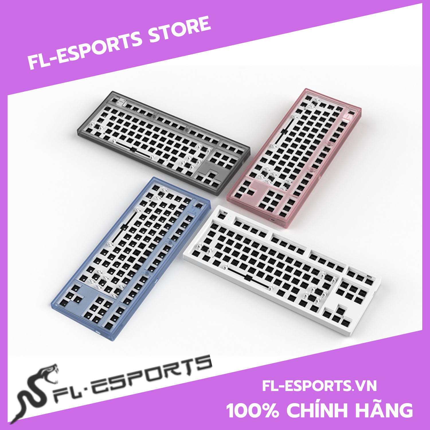 Bộ KIT bàn phím cơ FL-Esports MK870 3 Mode, Mạch xuôi, Led RGB, Hot Swap - Hàng chính hãng