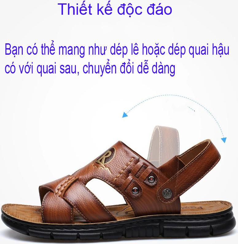 Giày Sandal công sở đế mềm da bò thật kiểu dáng Hàn Quốc thiết kế hiện đại mã 51632 - Vàng Nâu - 40