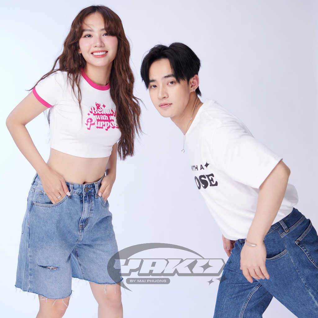 Áo Croptop Yoko màu hồng thuộc YAKO by Mai Phuong - Áo Thun YAKO