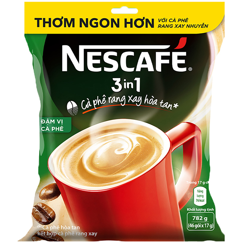 Combo 3 cà phê rang xay hoà tan Nescafé 3in1 Vị Rang Đậm (Bịch 46 gói x 17g) [Tặng bộ 3 thố thuỷ tinh Nescafé]