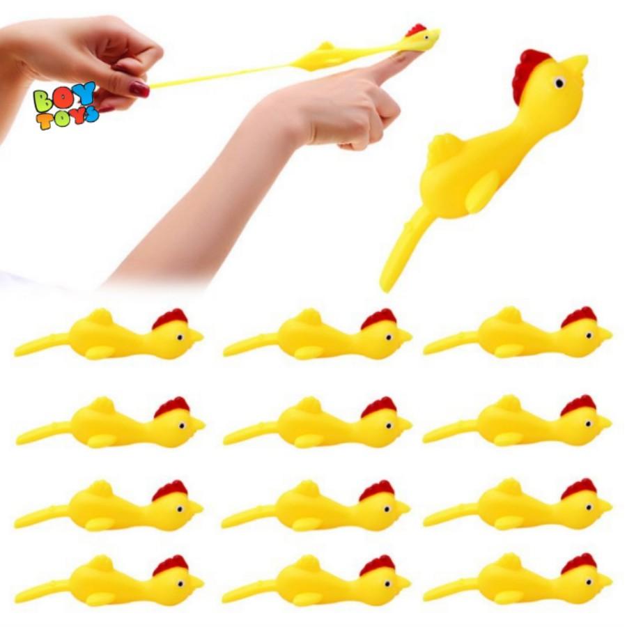 Set 5 đồ chơi bắn hình chú gà, ná bắn gà dính tường vui nhộn cho bé thỏa sức vui chơi