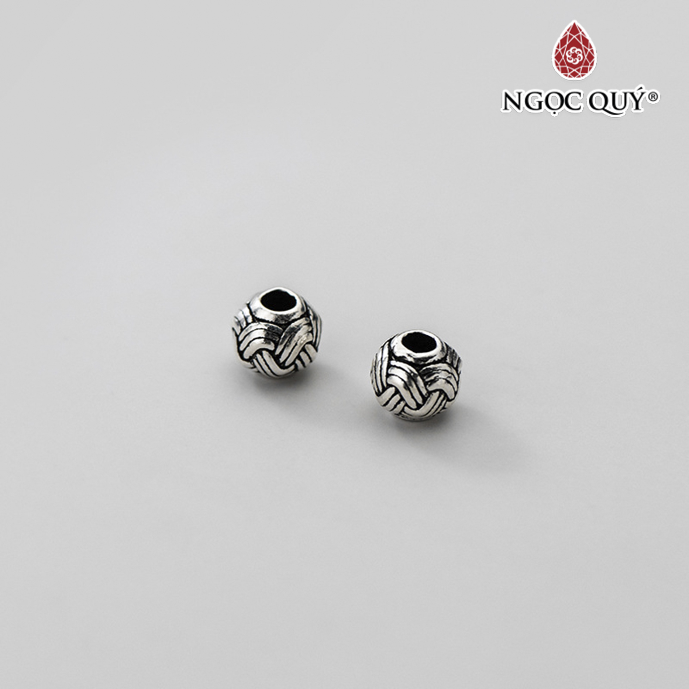 Charm bạc hình cầu mây xỏ ngang - Ngọc Quý Gemstones