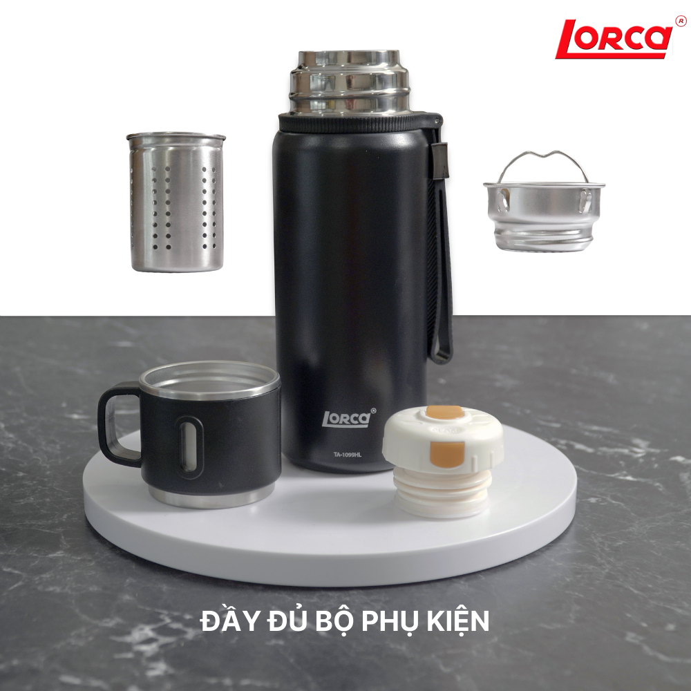 Bình Giữ Nhiệt Lorca Hàng Chính Hãng Inox Dung Tích 800ml, Chức Năng Giữ Nhiệt Tốt, Pha Trà, Pha Cà Phê