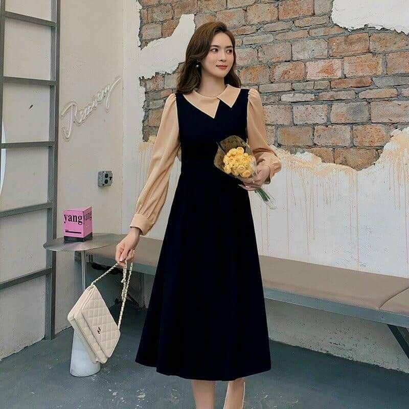 ĐẦM XOÈ PHỐI MÀU CỔ CÁCH ĐIỆU