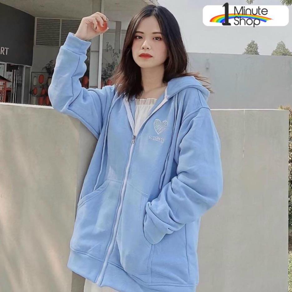 Áo khoác hoodie chống nắng dành cho nam nữ Thuê Trái Tim, Nỉ ngoại form rộng Có Dây Kéo unisex ulzzang