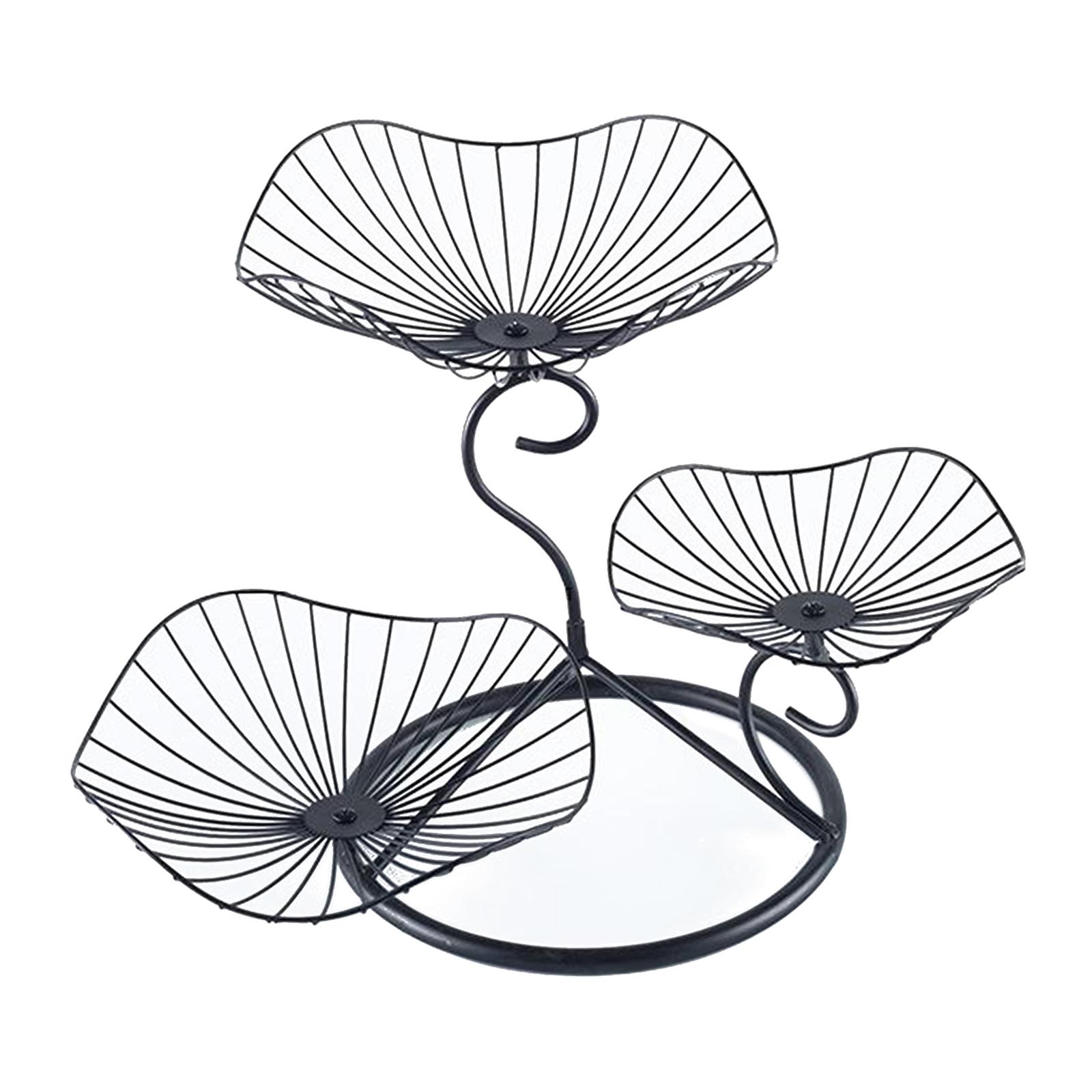 Lotus Leaf Fruit Bowl Display Basket Iron Wire Fruit Holder Dish 3 Tier Style 1