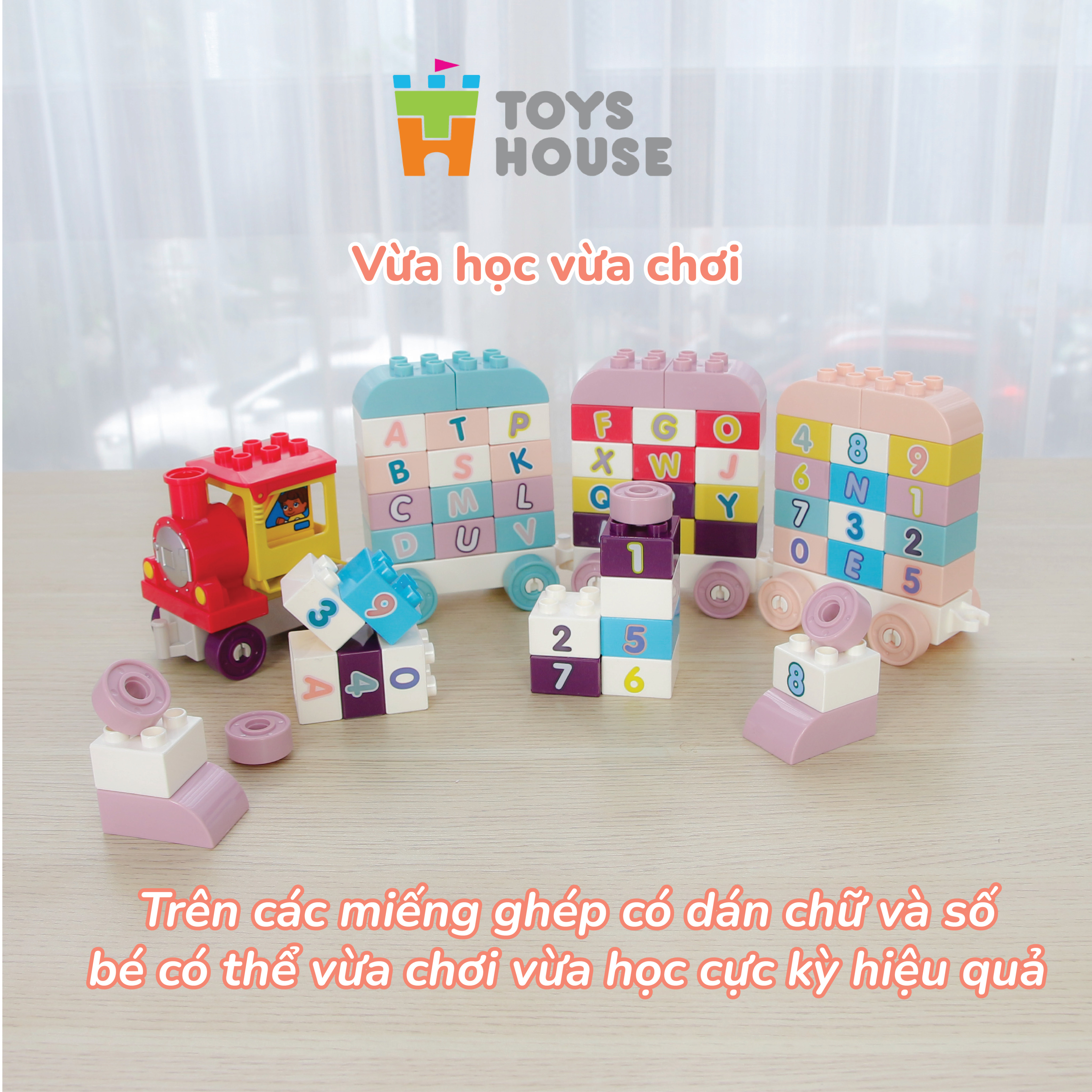 Đồ chơi lắp ghép smoneo duplo xếp hình Tàu Hỏa - 55 mảnh ghép Toyshouse -77001