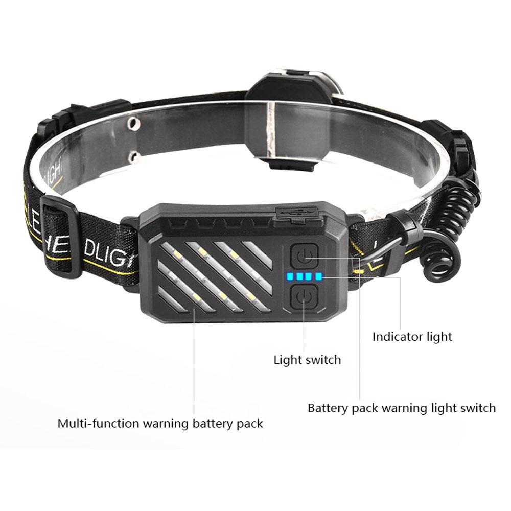 Đèn Pha Led Sạc Usb Với Đèn Hậu 7 Chế Độ Ánh Sáng