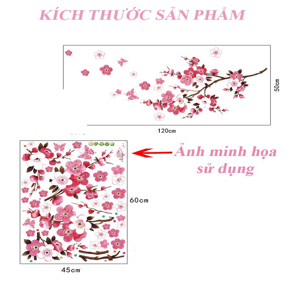 Decal dán tường phong cảnh hoa đào nở rộ