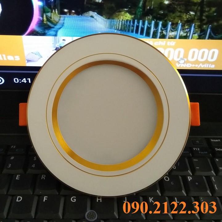 Đèn âm trần 7W viền vàng phi 90 3 chế độ màu siêu bền , giá tốt , ánh sáng đẹp - có đủ cả nguồn