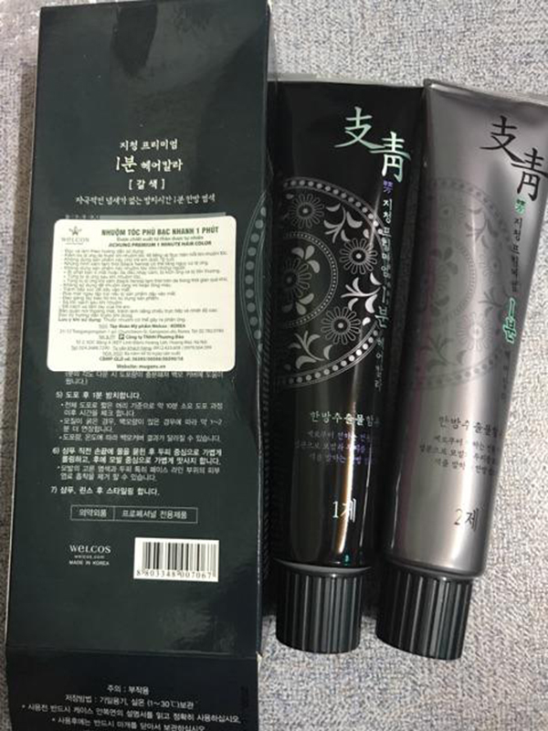 Nhuộm phủ bạc nhanh 1 phút Jichung 1 Minute Hair Color 120g + Móc khóa
