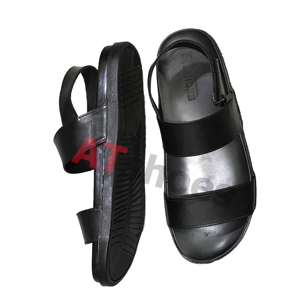 Giày Sandal Nam Dép Quai Hậu Nam Da Bò Thật Cao Cấp, Đế Êm Bên Atshoes Atxd1120 (Đen