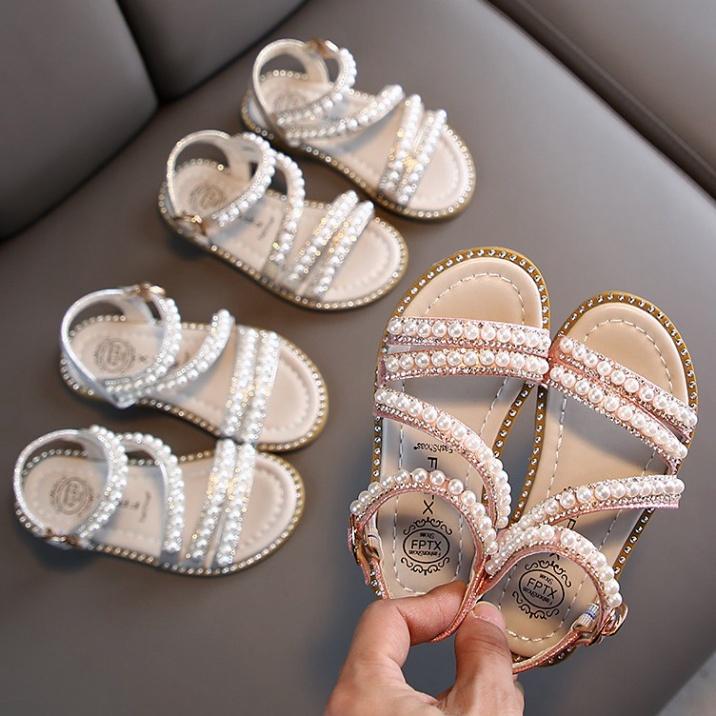 Cho Bé Giày sandal bé gái công chúa đính hạt quai chéo thời trang đế mềm cho bé từ 2 đến 10 tuổi ( F39 )