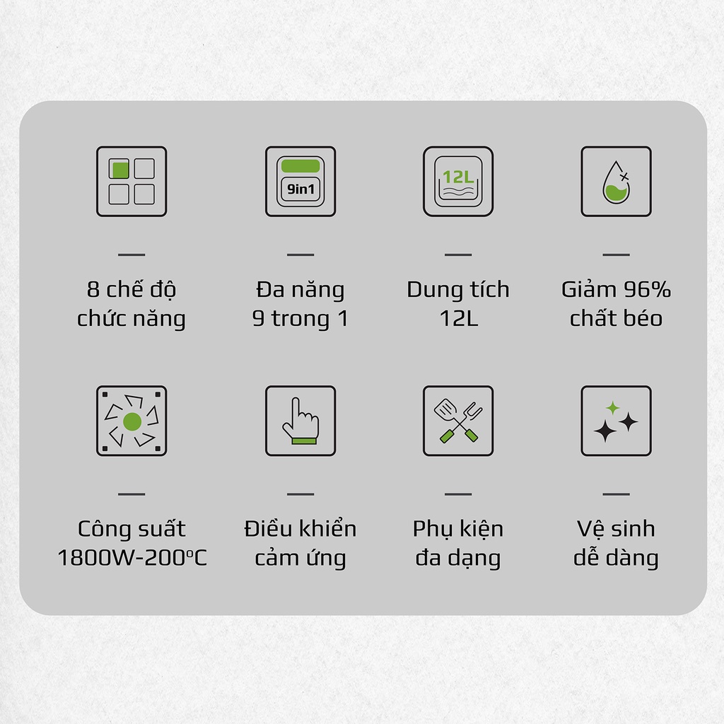 Nồi Chiên Không Dầu OLIVO AF12 Dung Tích