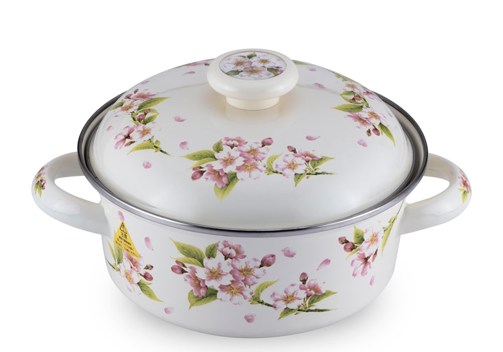 Nồi tráng men FUJIHORO 18cm, 1.8L ( Hoa văn Sakura ) SYM-12, Sử dụng bếp từ