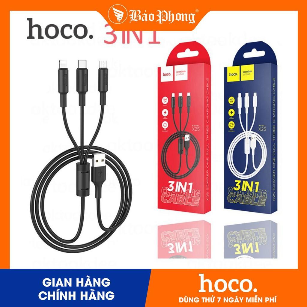 Dây cáp sạc 3 đầu X25 Micro - TypeC- Hàng chính hãng