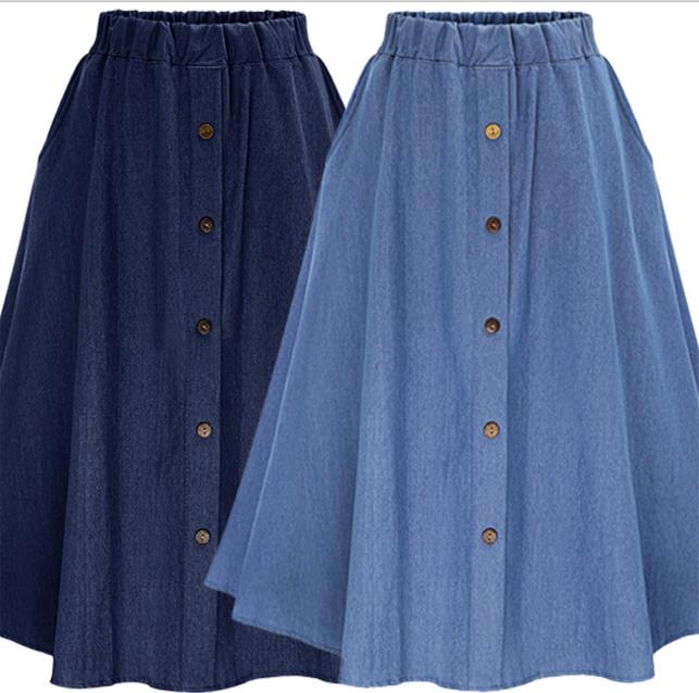 Chân váy Denim đính cúc chất thoáng mát free size VAY01