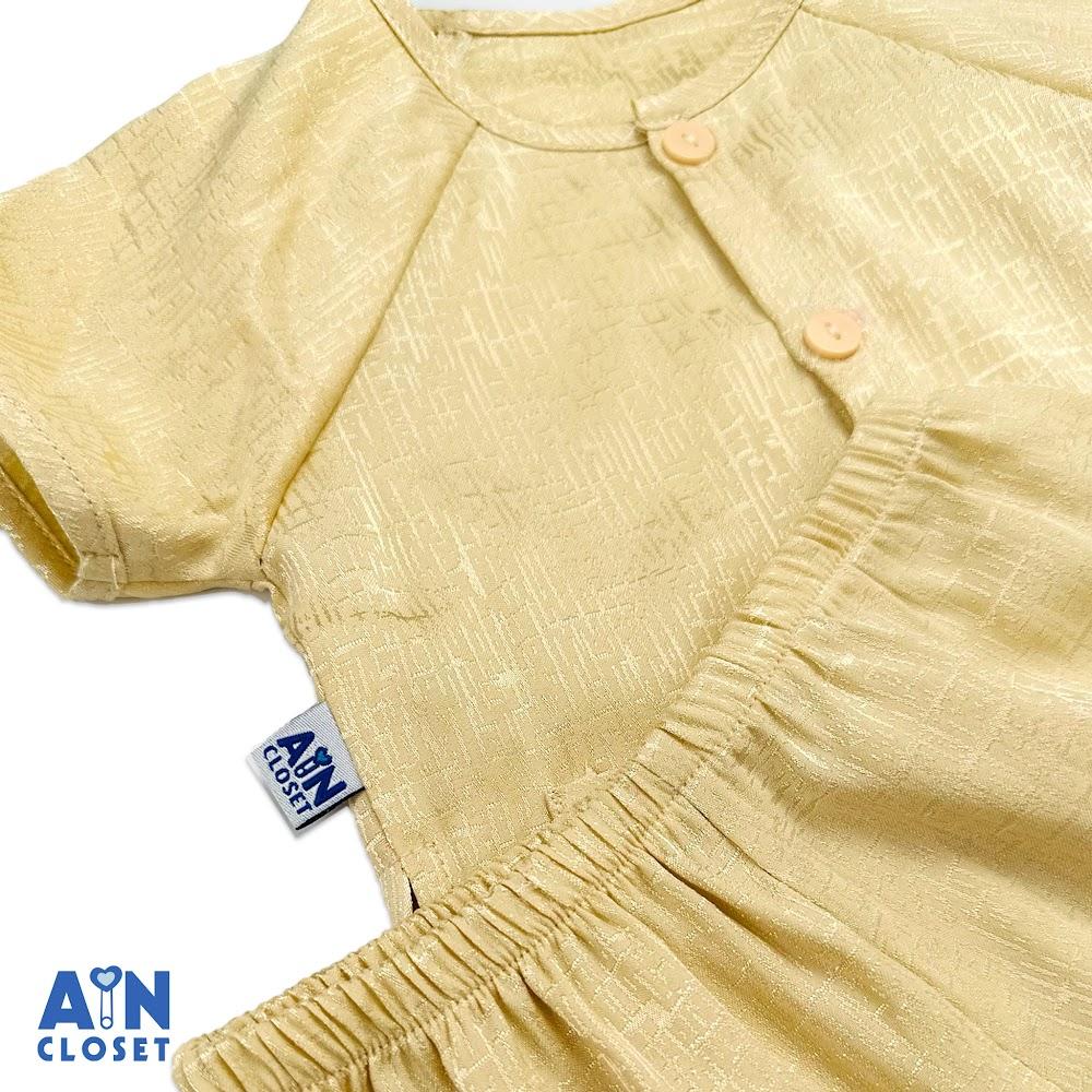 Bộ quần áo Bà ba lửng unisex cho bé hoa văn Vân Gỗ gấm nâu sữa - AICDBTW02EXX - AIN Closet