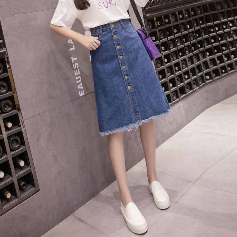 Chân váy jean chữ A Quảng Châu size S - 3XL nữ CV223