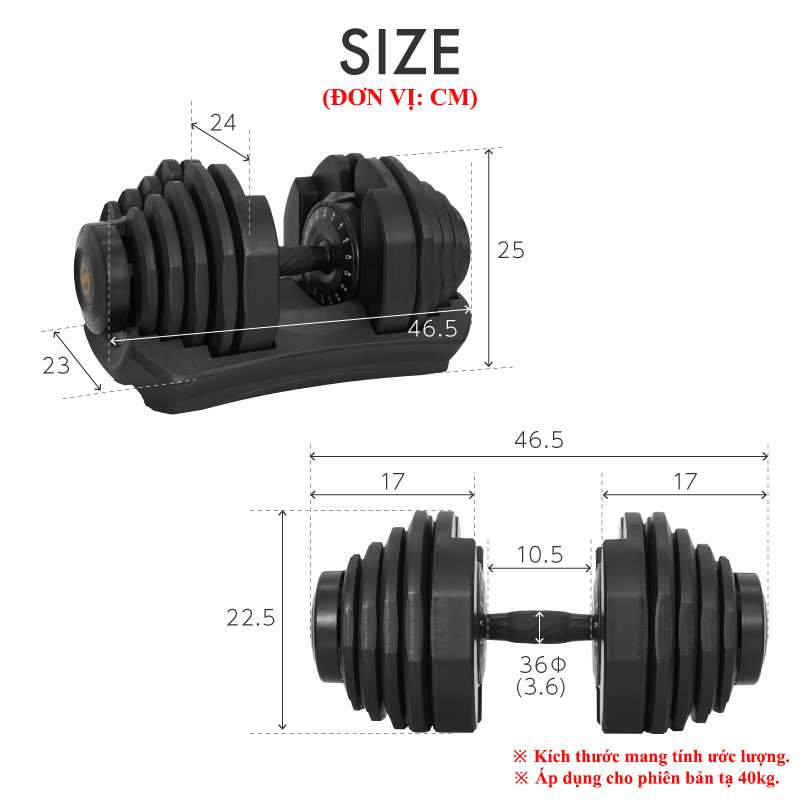 Tạ Điều Chỉnh Lysin 40kg – 17 Mức Trọng Lượng