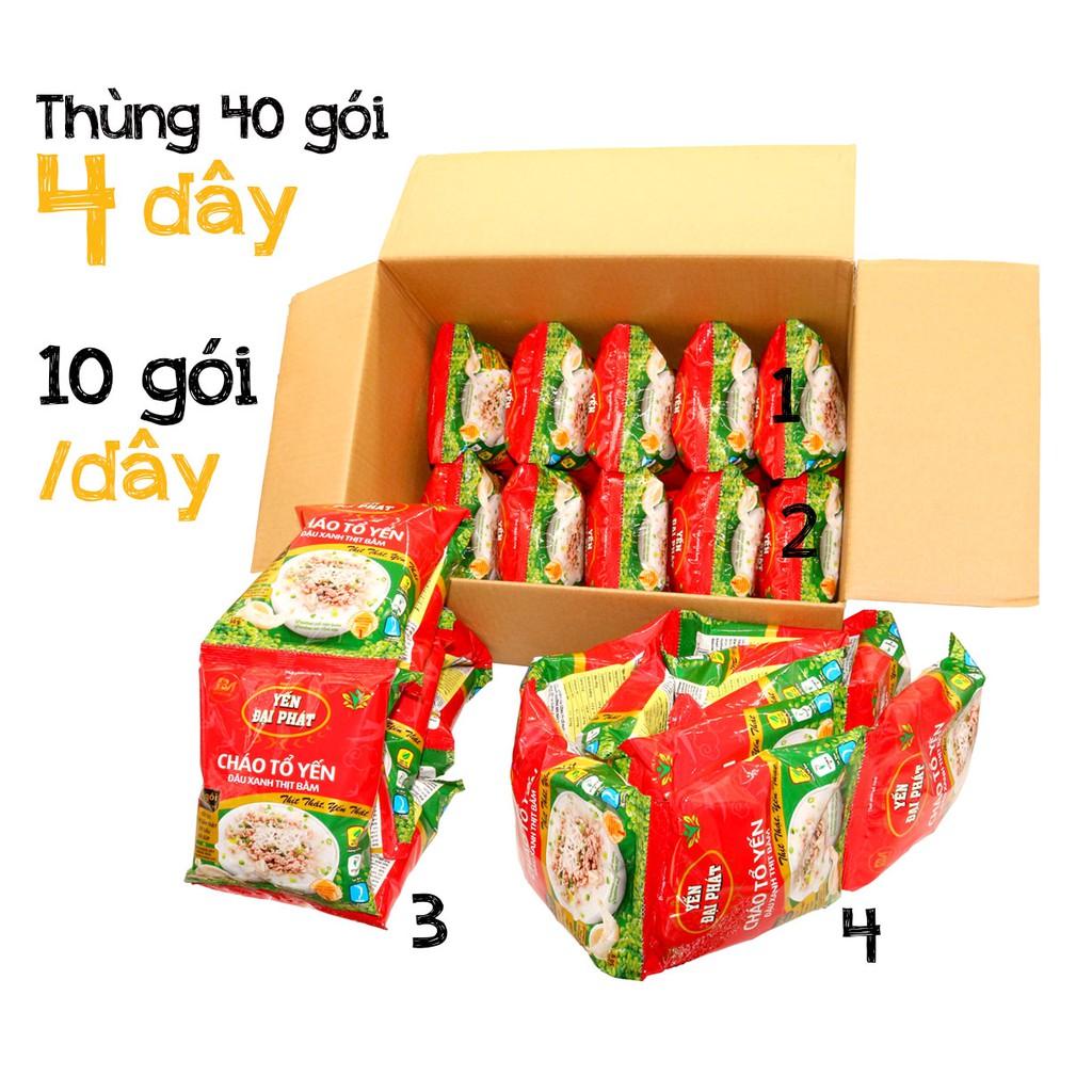 [Thùng 40 gói x 50gram] Cháo Tổ Yến Đậu Xanh Thịt Bằm - Yến Đại Phát 4 gói gia vị, ăn liền, tiện lợi, thơm ngon.