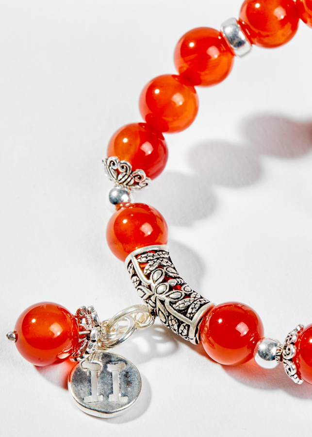 Vòng Tay Phong Thủy Nữ Đá Mã Não Đỏ Phối Charm Cung Hoàng Đạo Song Tử Mệnh Hỏa, Thổ Ngọc Quý Gemstones