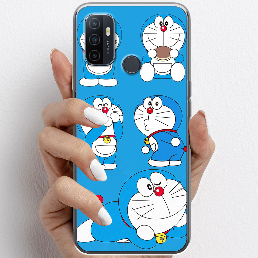 Ốp lưng cho Oppo A53, Oppo A93 nhựa TPU mẫu Doraemon ham ăn