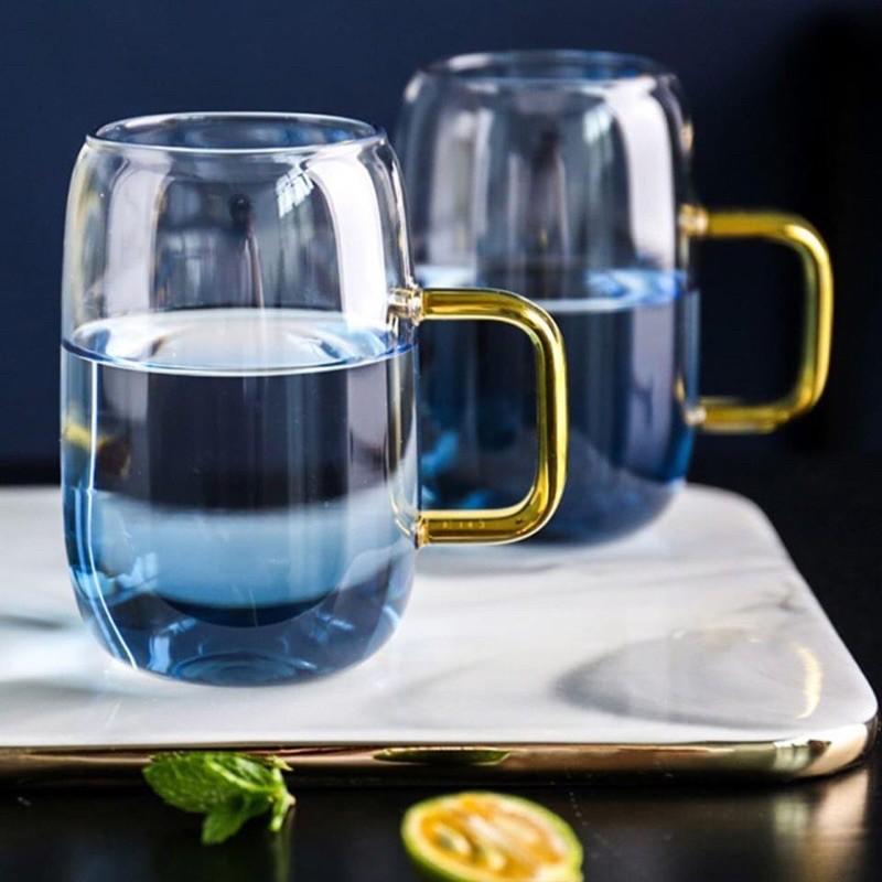 Bộ bình cốc thủy tinh xanh cao cấp