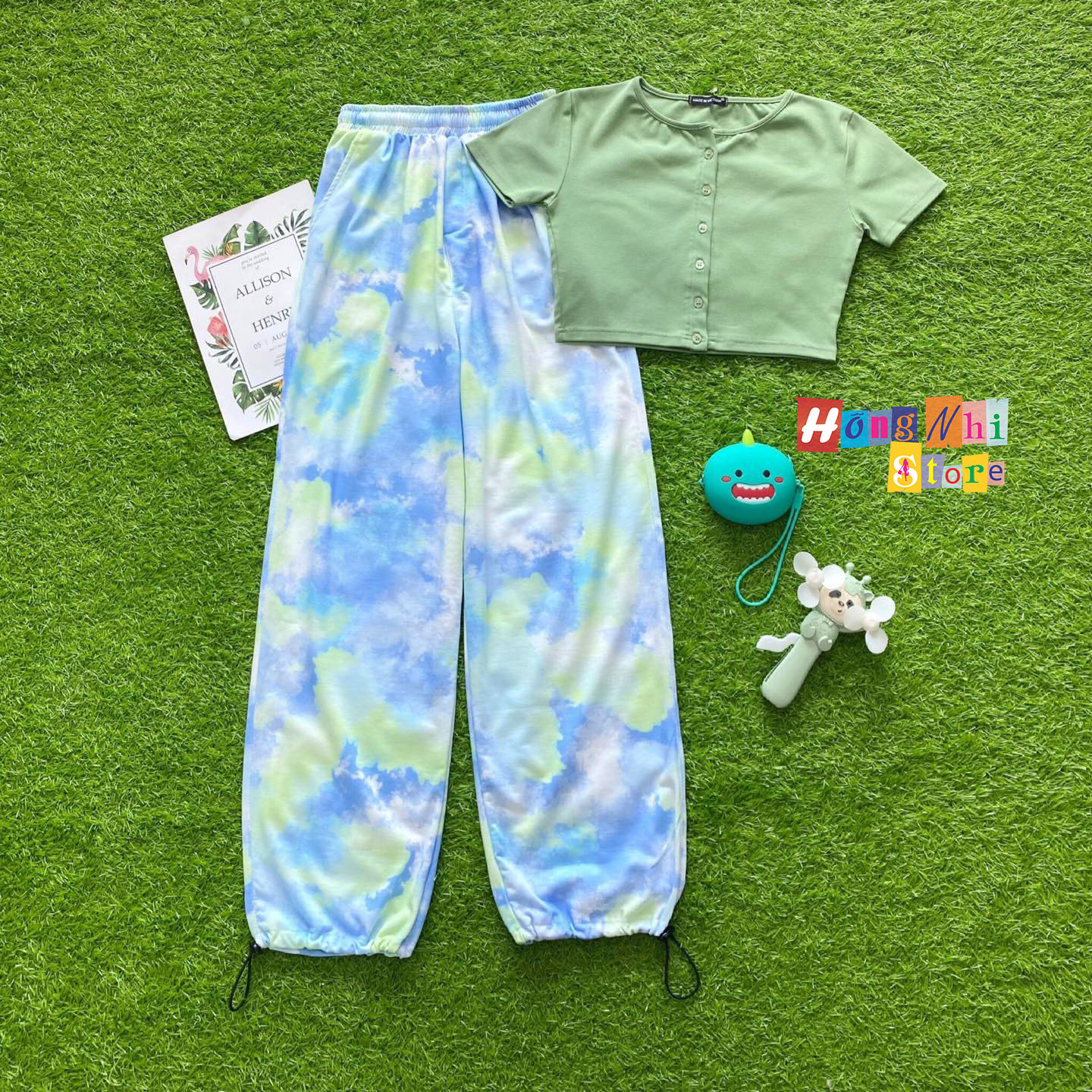 Quần Jogger 3D Ulzzang Unisex Jogger Loang Màu Dây Rút Lai Ống Rộng Xanh Bầu Trời V2 - MM