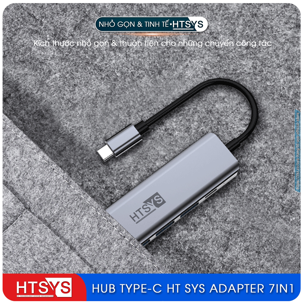 Hub Chuyển Đổi USB Type C HT SYS 7 in 1 To HDMI, USB 3.0, SD, TF, USB-C, PD 100W - Hàng Chính Hãng
