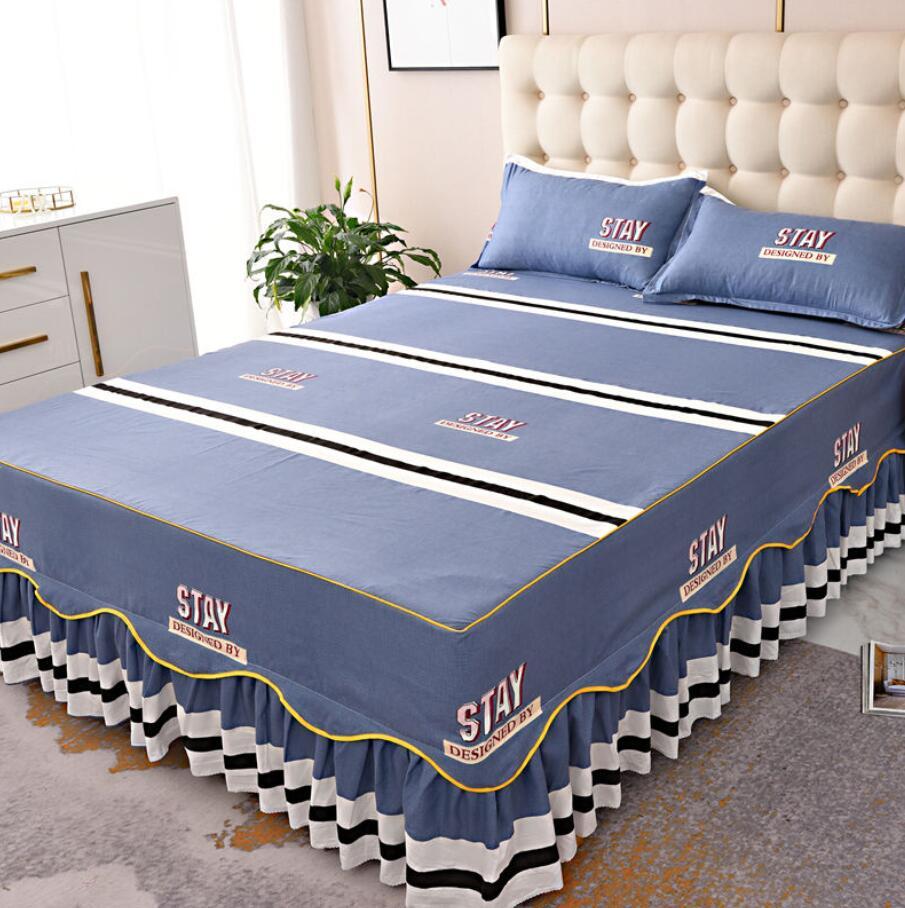 3 Bộ Chăn Gối Nhà Dệt Trang Bị Tấm Với Váy Bọc Nệm In Hình Drap Giường 2 Chiếc Gối Mềm Mại drap Giường