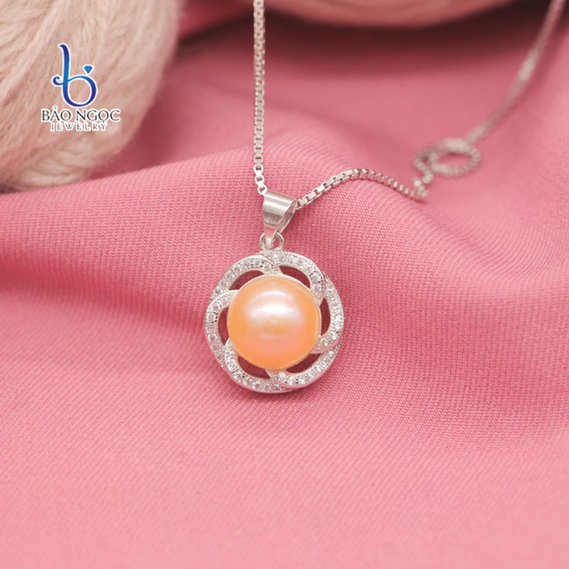 Dây Chuyền Bạc Ngọc Trai Ánh Cam M-1204 Cam Bảo Ngọc Jewelry