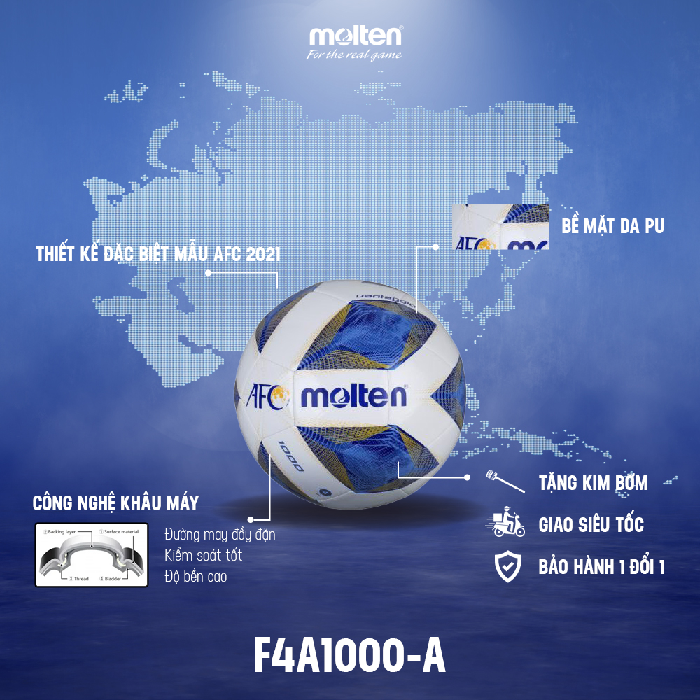 Bóng đá Molten F4A1000-A số 4 - Chính hãng