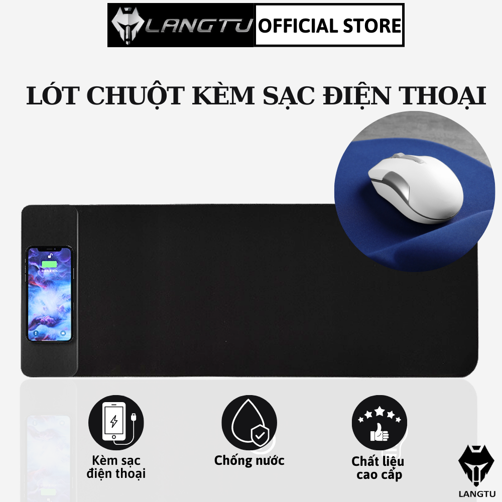 Lót Chuột Cỡ Lớn Kèm Sạc Điện Thoại Không Dây Langtu Store Tiện Lợi Cho Dân Gaming, Văn Phòng Hàng Chính Hãng