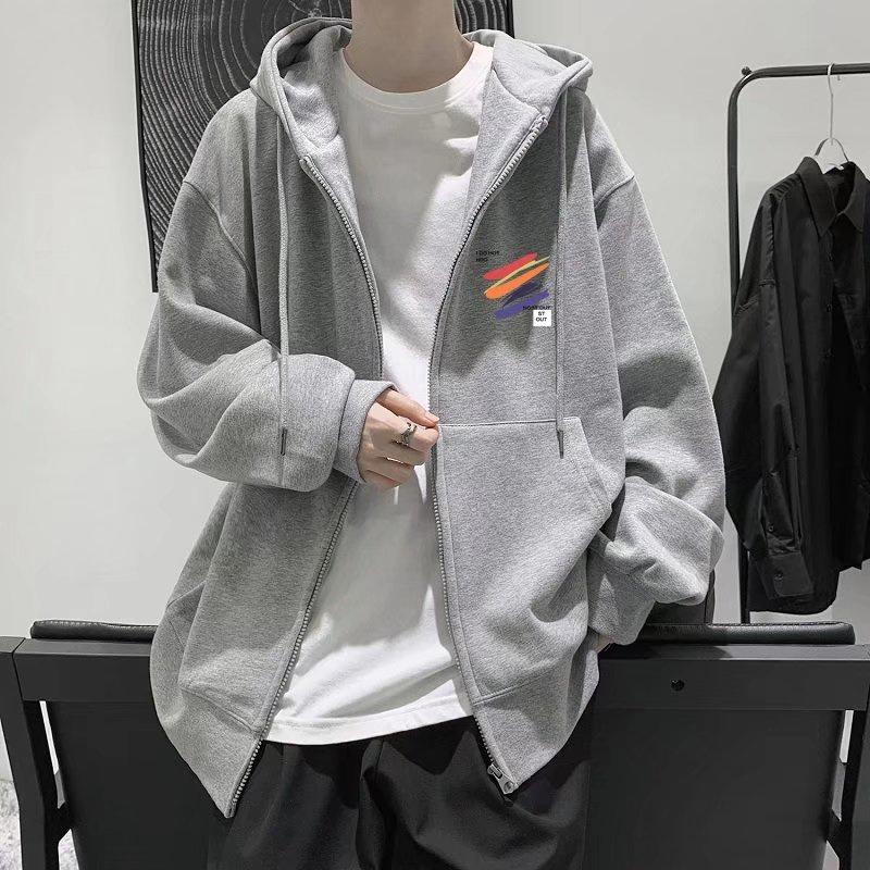 Áo khoác dáng rộng có dây kéo kiểu dáng thời trang phong cách Hàn Quốc cho nam cỡ M-5XL